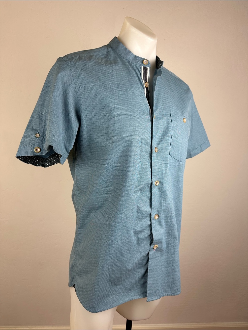 Ted Baker Cotton Glate Grandad Collar Shirt
